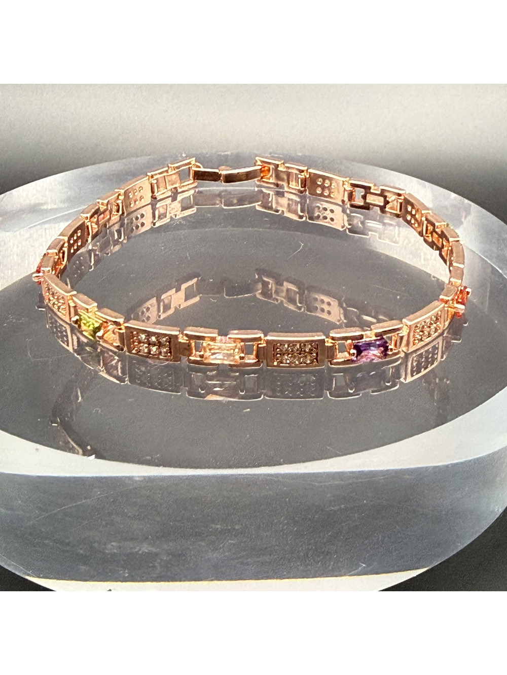 candy+clover gold and crystal cuff bangle rose gold tone bracelet 7.5 inch